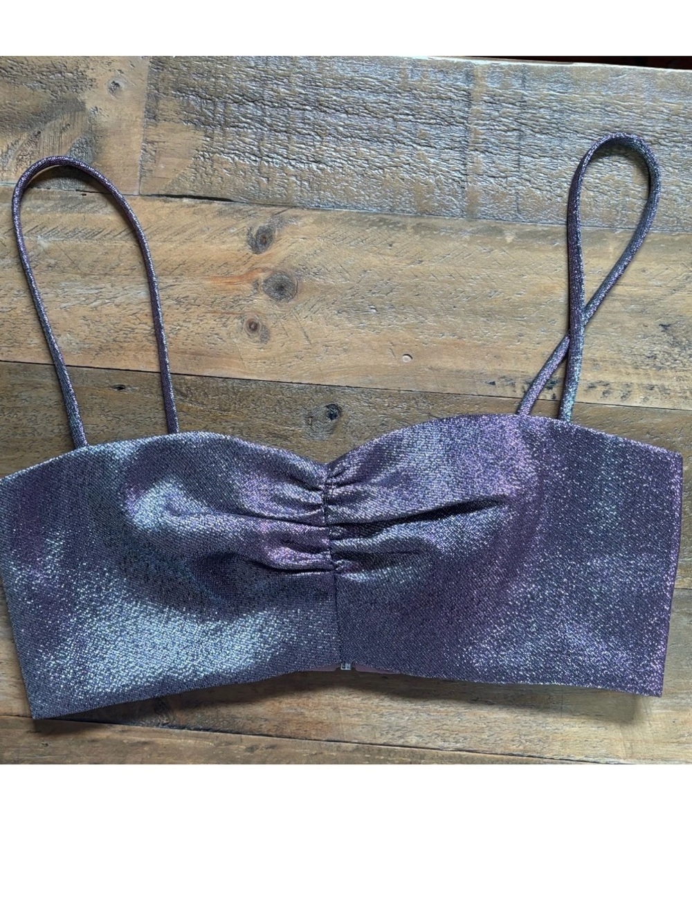 Whitefox Iridescent Metallic Pink-Purple Crop Top